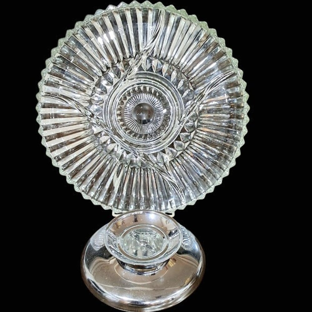 Vintage Kromex Lazy Susan, Relish Tray; 12"; MCM; glass